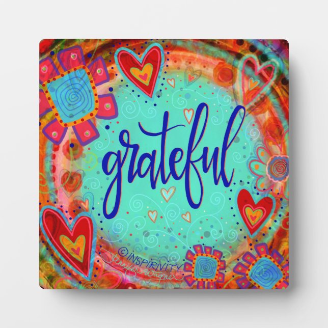 Plaque Photo Grateful Pretty Inspirationnel Easel (Devant)