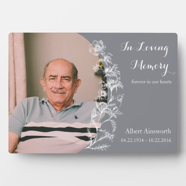 Plaque photo Gray Memorial Vintage Croquis Flower (Devant)