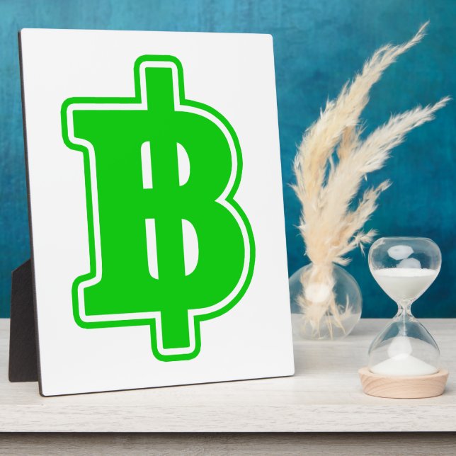 Plaque Photo GREEN BAHT SIGN ฿ Thai Money Currency ฿ (Côté)