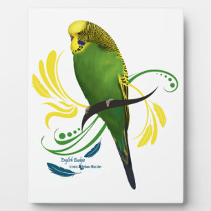 Plaque Photo Green English Budgie