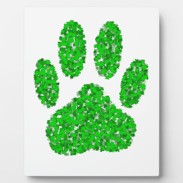 Plaque Photo Green Foliage Dog Paw Print (Devant)