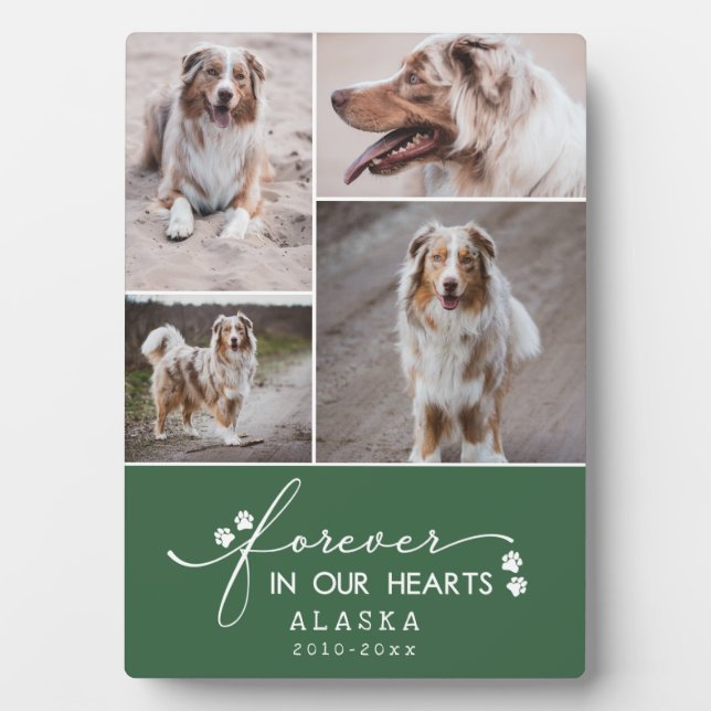 Plaque Photo Green Forever In Our Hearts Pet Photo Collage (Devant)