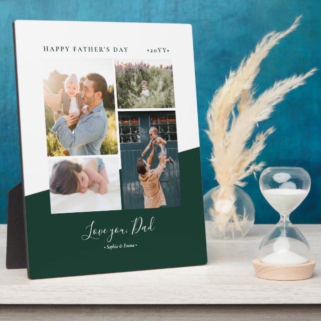 Plaque Photo Green Modern Fête des pères cadeau Photo Collage P (Côté)