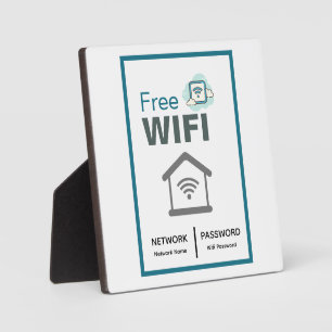Plaque Photo Green White Minimaliste Internet Wi-Fi gratuit
