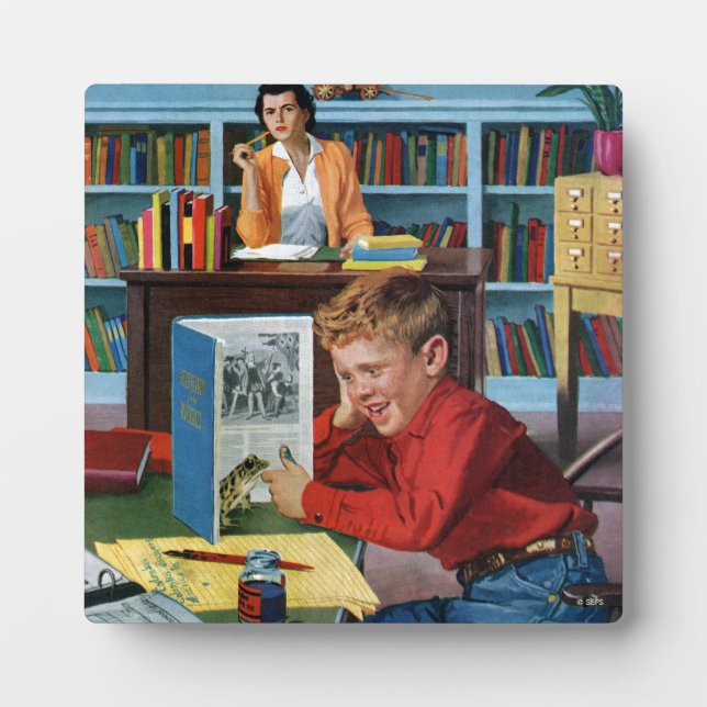 Plaque Photo Grenouille dans la bibliothèque (Devant)