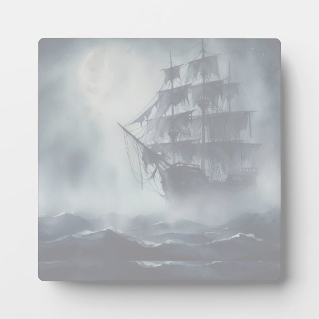 Plaque Photo Grey, Gris Fog Pirate Navire Retraite (Devant)