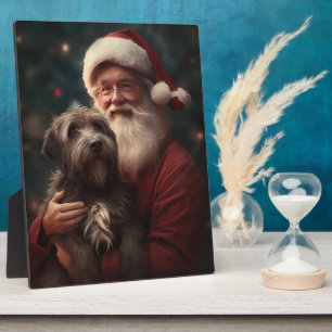 Plaque Photo Griffon d'arrêt à poil dur Père Noël Noël