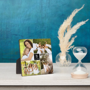 Plaque Photo Grille Carré moderne Famille Monogramme 4 Collage