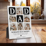 Plaque Photo Grille multiphoto moderne mignon cadeau DAD<br><div class="desc">Créez votre propre plaque DAD avec ce montage et ce texte de grille multi-photo moderne. Design dispose de 6 Photographies avec des carrés d'angle incurvés avec le texte DAD en blocs noirs qui peuvent être changés en n'importe quelle couleur. Le texte 'World's Best Daddy' avec une citation de père mignon...</div>