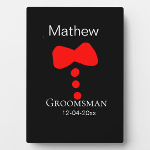 Plaque Photo groomsman ajouter nom année noir arc chemise crava