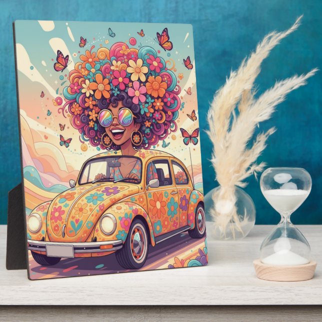 Plaque Photo Groovy Rainbow Rétro 70s Boho Flower Power (Côté)