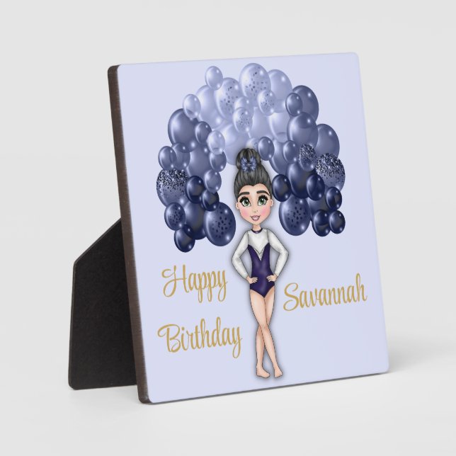 Plaque Photo Gymnastique Anniversaire avec Bleu Balloon Arch (Recto)