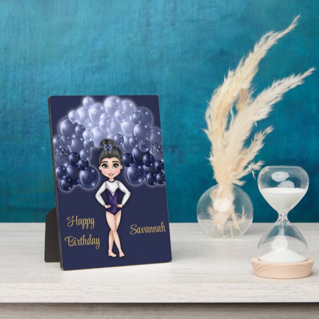 Plaque Photo Gymnastique Anniversaire avec Bleu Balloon Arch (Côté)