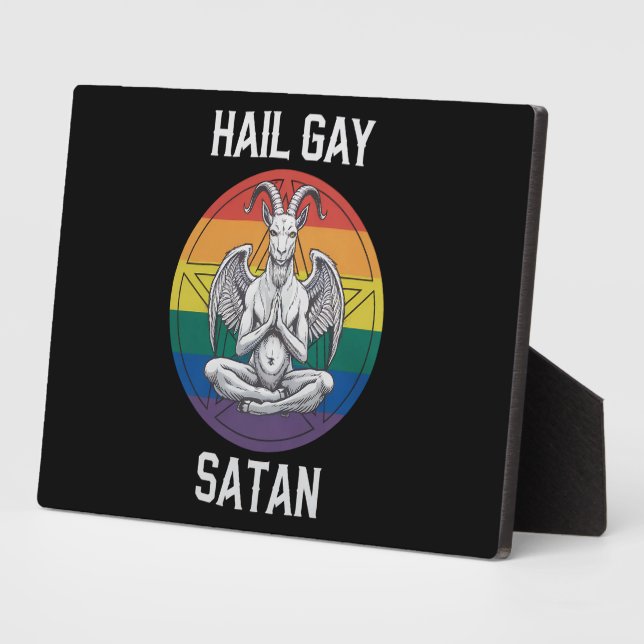 Plaque Photo Hail Gay Satan Funny Goth Gothique Goat LGBTQ (Côté)