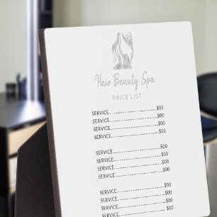Plaque Photo Hair salon silver glitter white elegant price list