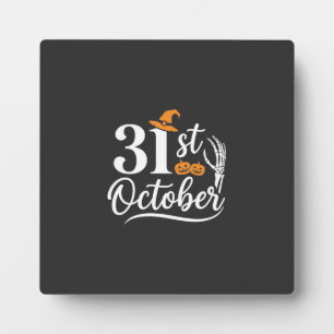 Plaque Photo Halloween 31 octobre Citrouille Sorcière Chapeau C