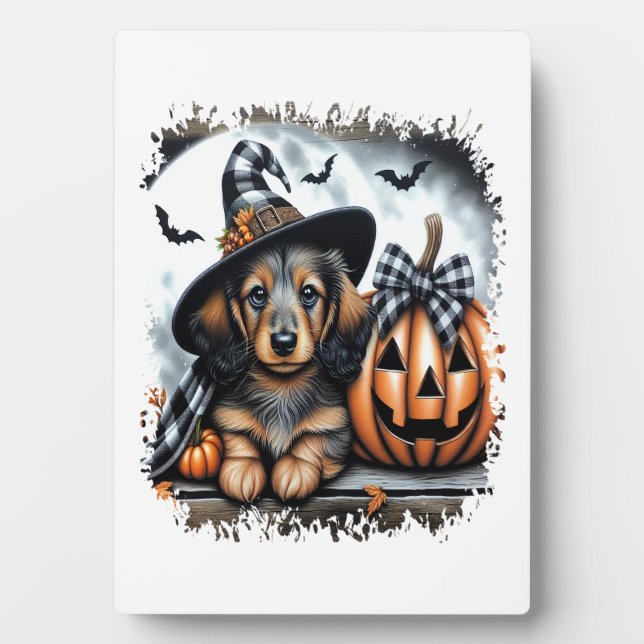 Plaque Photo Halloween Dachshund Chien (Devant)