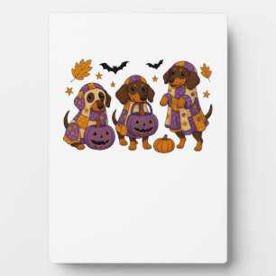 Plaque Photo Halloween Dachshund Chien Ghost