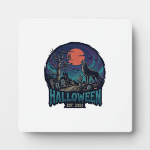 Plaque Photo Halloween Est Howling Wolf Red Moon Zombie Hand_1