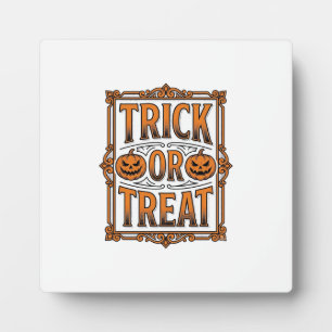 Plaque Photo Halloween Farce Friandise Citrouilles Crânes Gravu