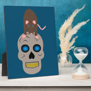 Plaque Photo Halloween gothique du crâne et du rat