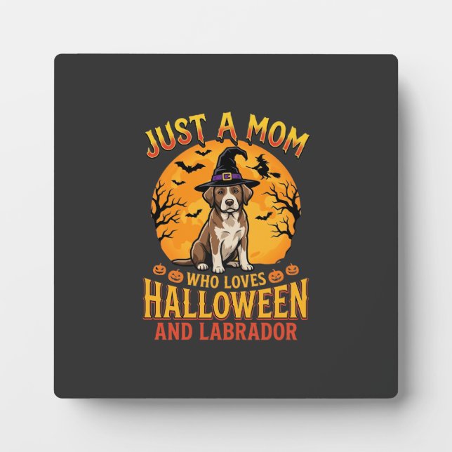 Plaque Photo Halloween Labrador Maman Sorcière Chien Design_1 (Devant)