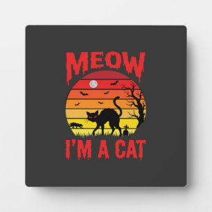 Plaque Photo Halloween Meow Je suis un chat Rétro Coucher de so