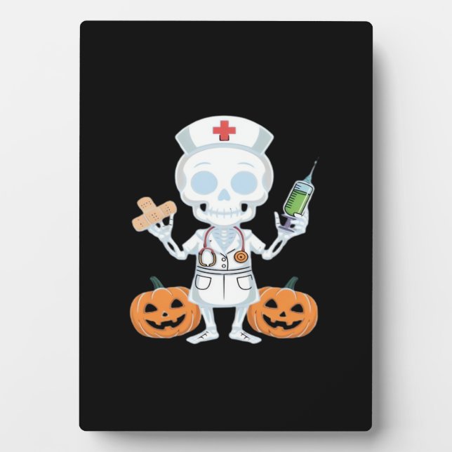 Plaque Photo Halloween Nurse Skeleton Essential T-Shirt (Devant)