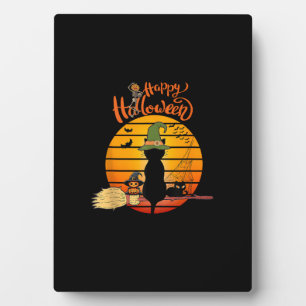 Plaque Photo Halloween sorcière chatte Citrouille squelette cha