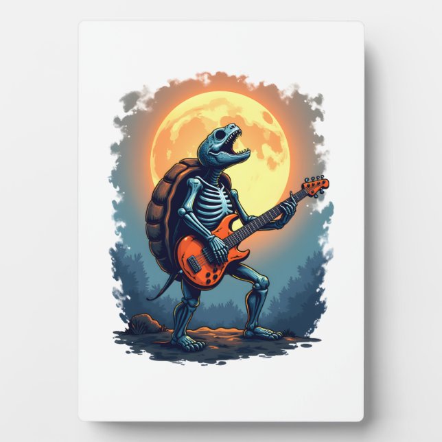 Plaque Photo Halloween Turtle Skeleton Rocker Tee pour Music Lo (Devant)