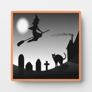 PLAQUE PHOTO HALLOWEEN WITCH SILHOUETTE