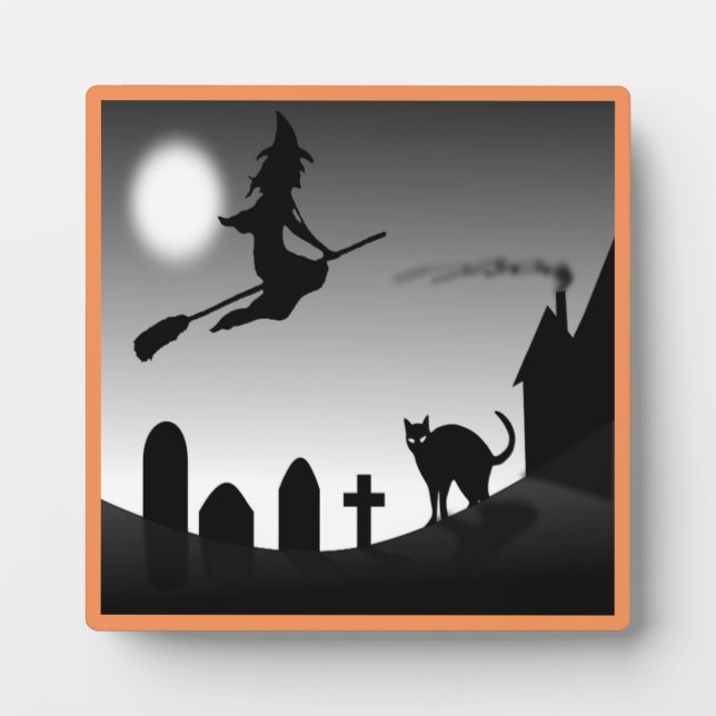 PLAQUE PHOTO HALLOWEEN WITCH SILHOUETTE (Devant)