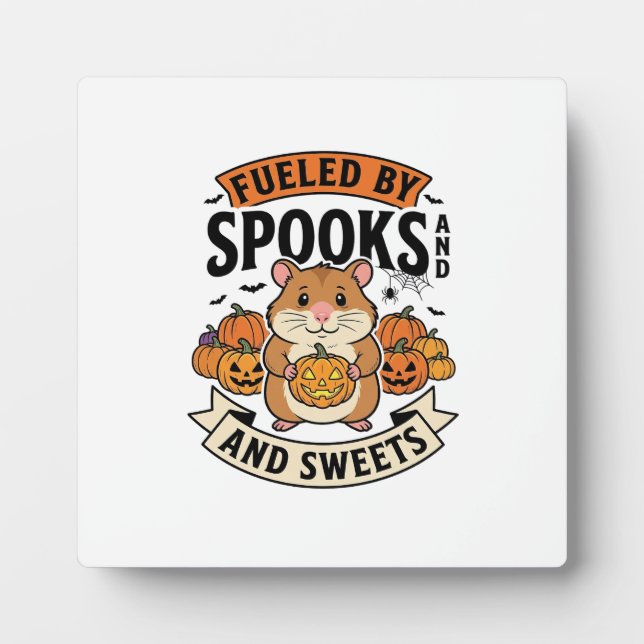 Plaque Photo Hamster d'Halloween Alimenté par les Fantômes Drôl (Devant)