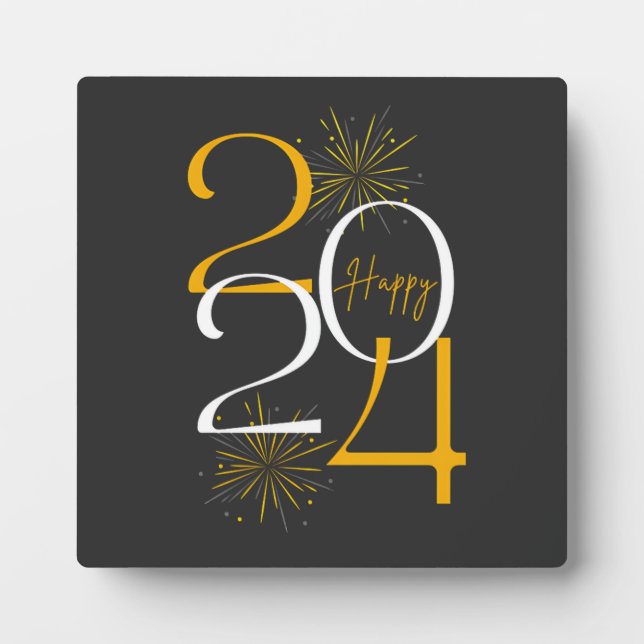 Plaque Photo happy 2024 la veille de la nouvelle année T-Shirt (Devant)