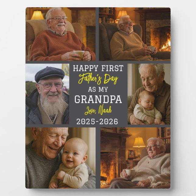 Plaque Photo Happy First Grandpa Day Photo Collage (Devant)