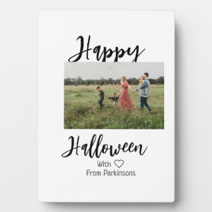 Plaque Photo Happy Halloween ajouter nom de famille photo noir 