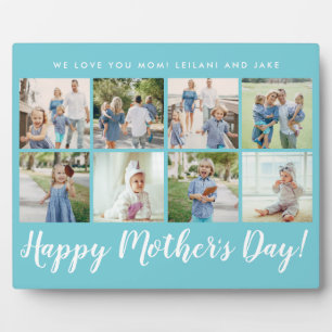 Plaque Photo Happy Mother's Day Photo Collage Custom Aqua Blue