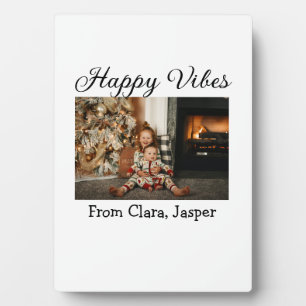 Plaque Photo Happy vibes enfants famille photo de Noël Invitati