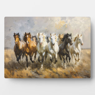 Plaque Photo Harde de Cheval Galloping Mustang Peinture