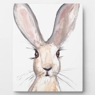 Plaque Photo Hare watercolor rabbit cute animal wildlife