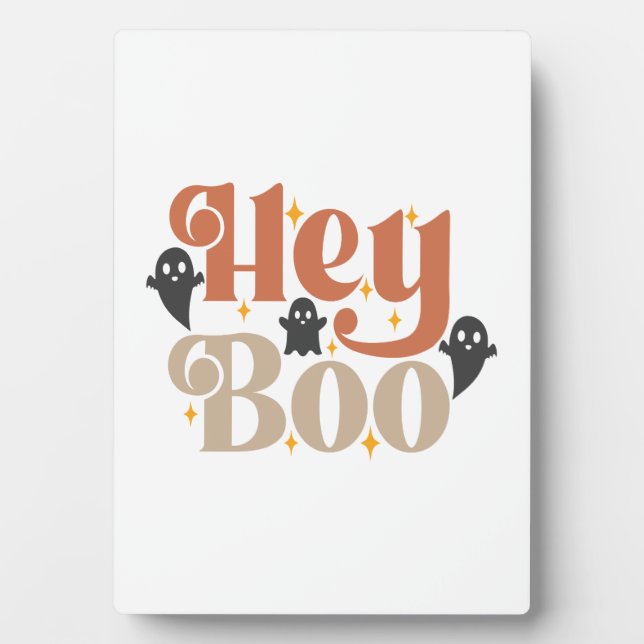 Plaque Photo Hé Boo Boho Halloween Hé Boo Fantôme (Devant)