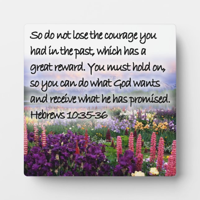 Plaque Photo Hébreux 10:35-36 (Devant)