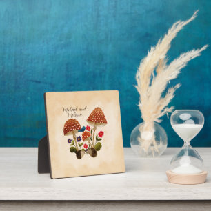 Plaque Photo Hérisson mignon avec Fleurs et Champignons