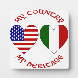 Plaque Photo Héritage de pays italien rouge USA