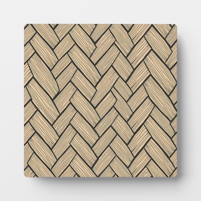 Plaque Photo Herringbone Wood Parquet Pattern (Devant)