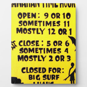 Plaque Photo heure hawaïenne