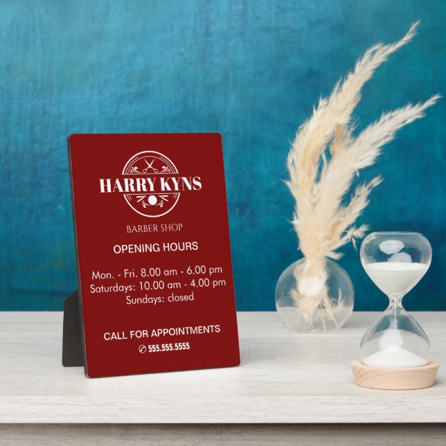 Plaque Photo Heures d'ouverture du magasin de barrettes personn (Côté)