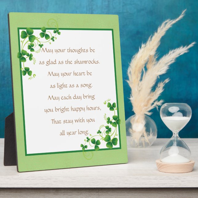 Plaque Photo Heureux Comme Shamrock Irlandais Blessing Tabletop (Côté)