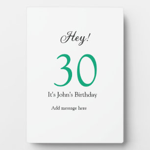 Plaque Photo Hey c'est la 30e anniversaire vert noir lettre gra
