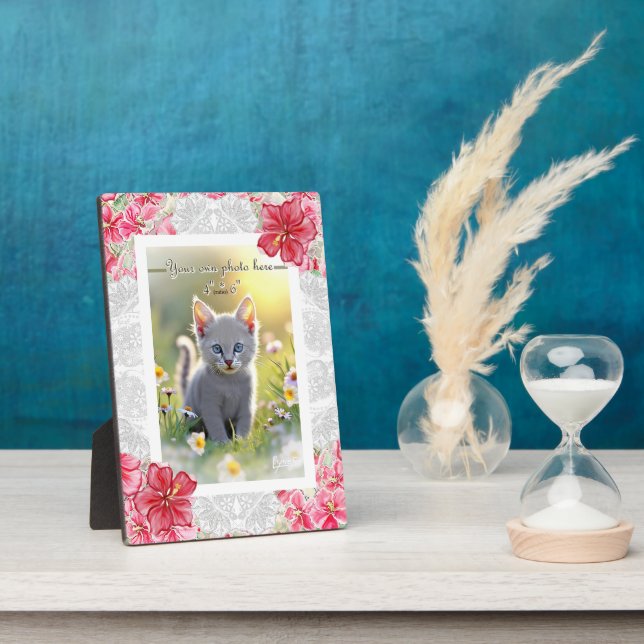 Plaque Photo Hibiscus & dentelle RED (Côté)